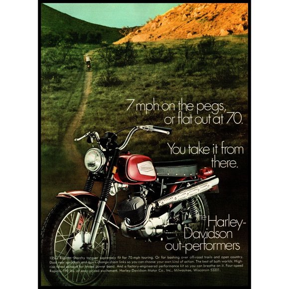 1970 Harley Davidson Rapido 125 Motorcycle Vintage Print Ad Desert Nature Photo - Picture 1 of 1